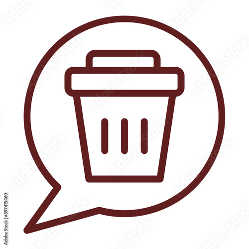 Delete Message Vector Line Maroon Icon Design
