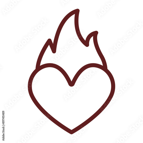 Passion Vector Line Maroon Icon Design