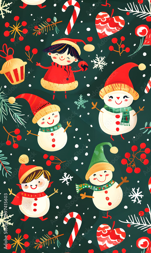 2D illustrated New Year card in a cute graphic style 2D illustrated New Year card in a cute graphic style
