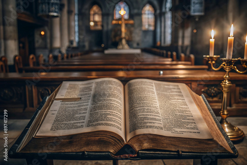 open bible on a table