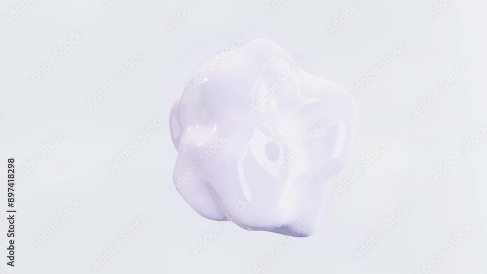 loop animation geometry liquid motion 3D object soft white abstract, white background loop animation geometry liquid motion 3D object soft white abstract, white background