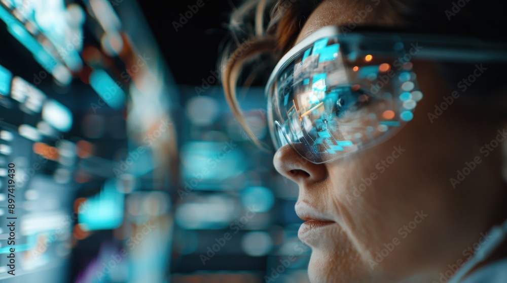 A person is intently analyzing complex data on a high-tech multi-screen setup, showcasing the fusion of technology and human intellect in a dynamic environment. A person is intently analyzing complex data on a high-tech multi-screen setup, showcasing the fusion of technology and human intellect in a dynamic environment.