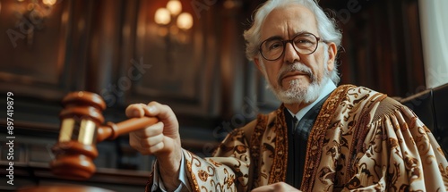 Wallpaper Mural A judge in a courtroom, playing with a toy gavel Torontodigital.ca