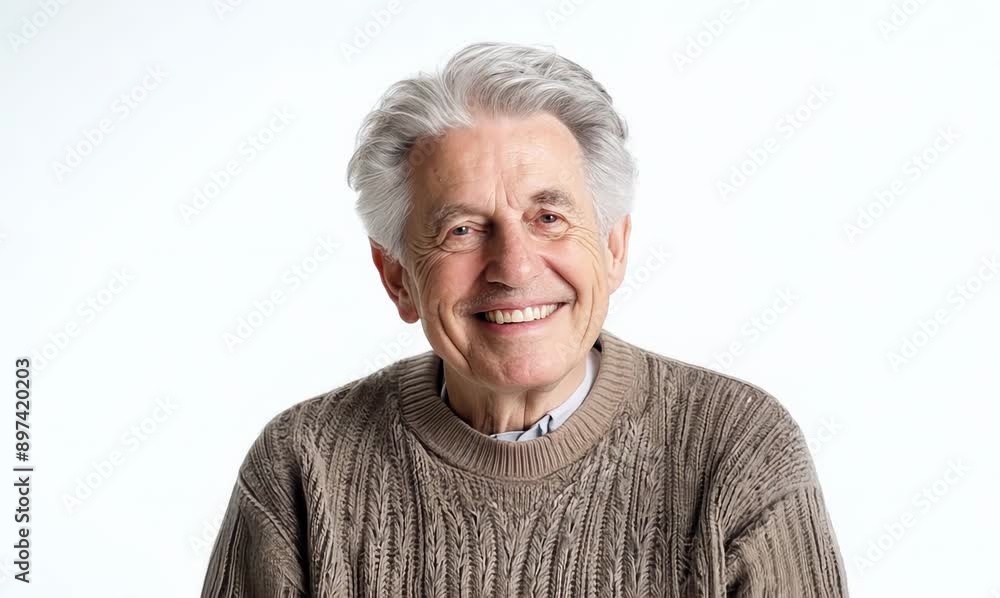 Portrait of a happy senior man smiling at the camera on white background Portrait of a happy senior man smiling at the camera on white background