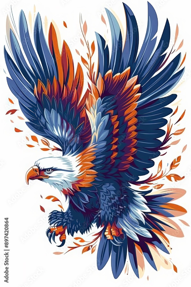 Majestic Bald Eagle with Watercolor Background Majestic Bald Eagle with Watercolor Background