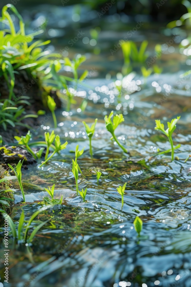 Stream with aquatic plants Stream with aquatic plants