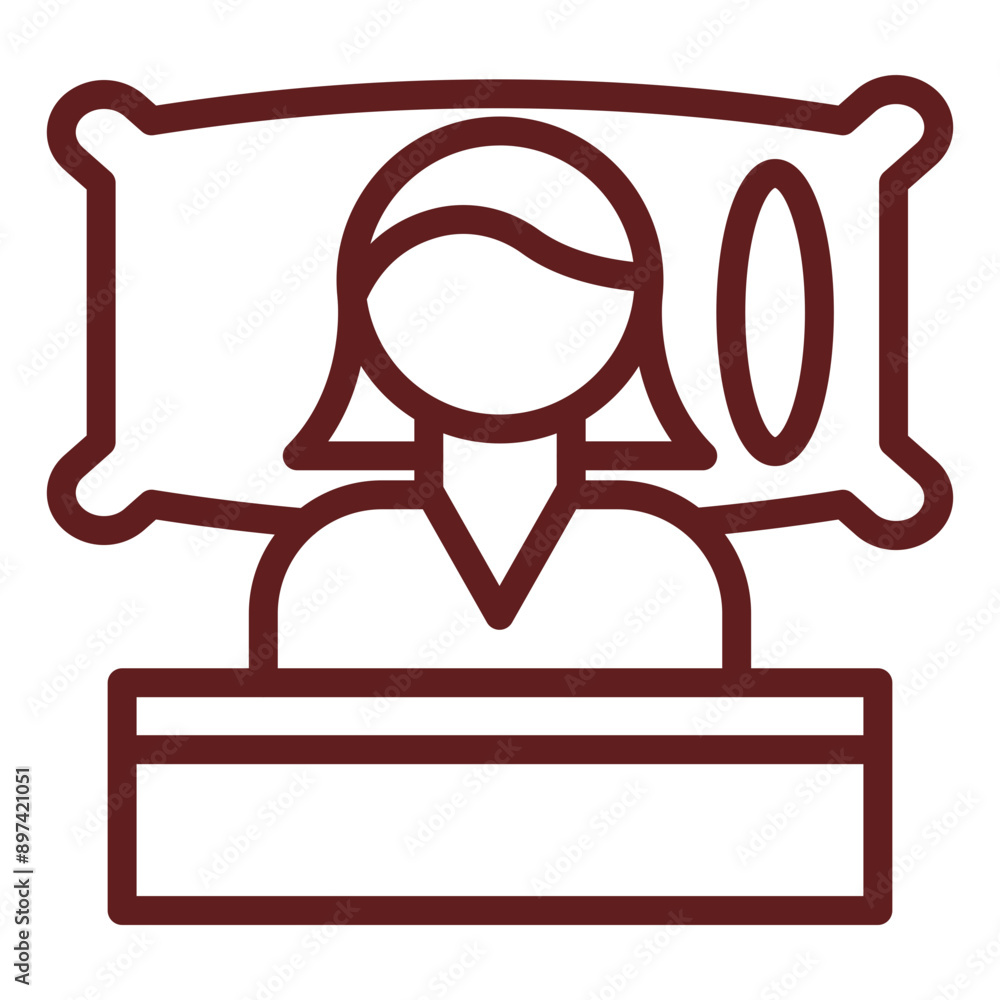 Sleeping Vector Line Maroon Icon Design Sleeping Vector Line Maroon Icon Design