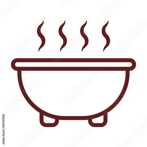 Hot Bath Vector Line Maroon Icon Design