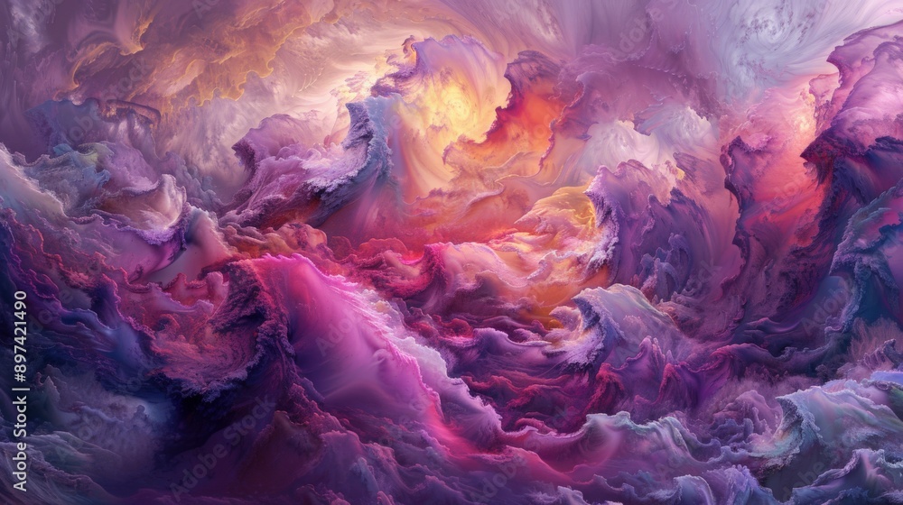 Colorful abstract background with wavy pattern resembling clouds, digitally generated image Colorful abstract background with wavy pattern resembling clouds, digitally generated image
