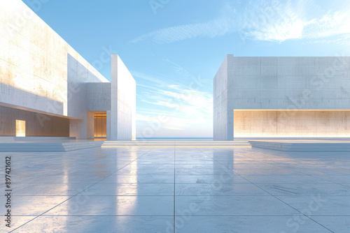 Concrete outdoor square building,Empty architectural background.