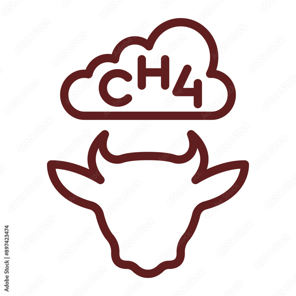 Livestock Emissions Vector Line Maroon Icon Design Livestock Emissions Vector Line Maroon Icon Design