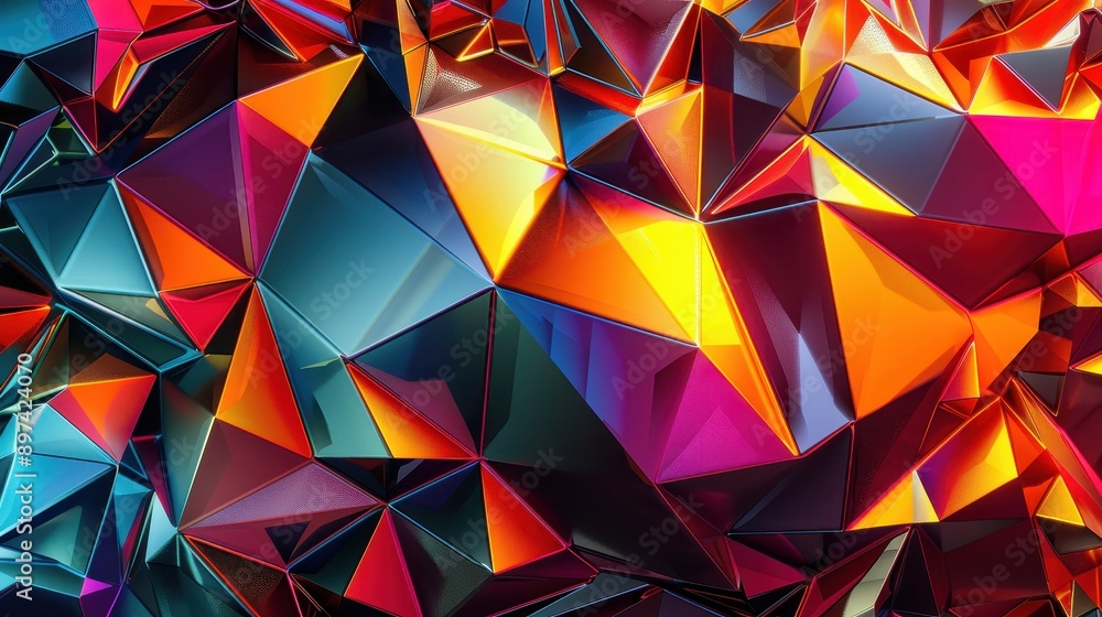 Vibrant abstract geometric background of colorful polygonal shapes creating a dynamic visual effect, ideal for design and artistic projects. Vibrant abstract geometric background of colorful polygonal shapes creating a dynamic visual effect, ideal for design and artistic projects.