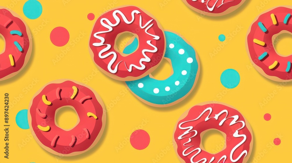An illustrator design of a minimal doughnut pattern, soft pastel colors, near a subtle gradient background An illustrator design of a minimal doughnut pattern, soft pastel colors, near a subtle gradient background