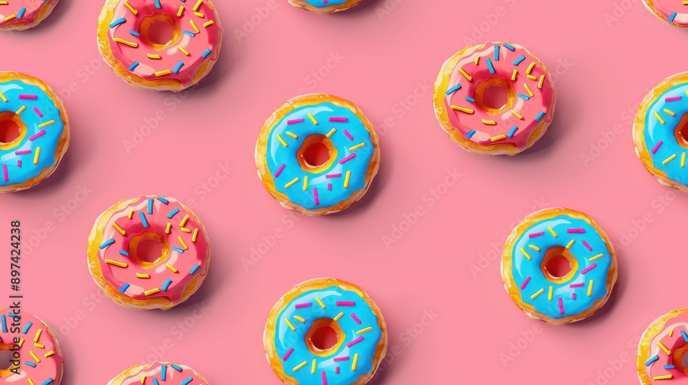 An illustrator design of a minimal doughnut pattern, soft pastel colors, near a subtle gradient background An illustrator design of a minimal doughnut pattern, soft pastel colors, near a subtle gradient background