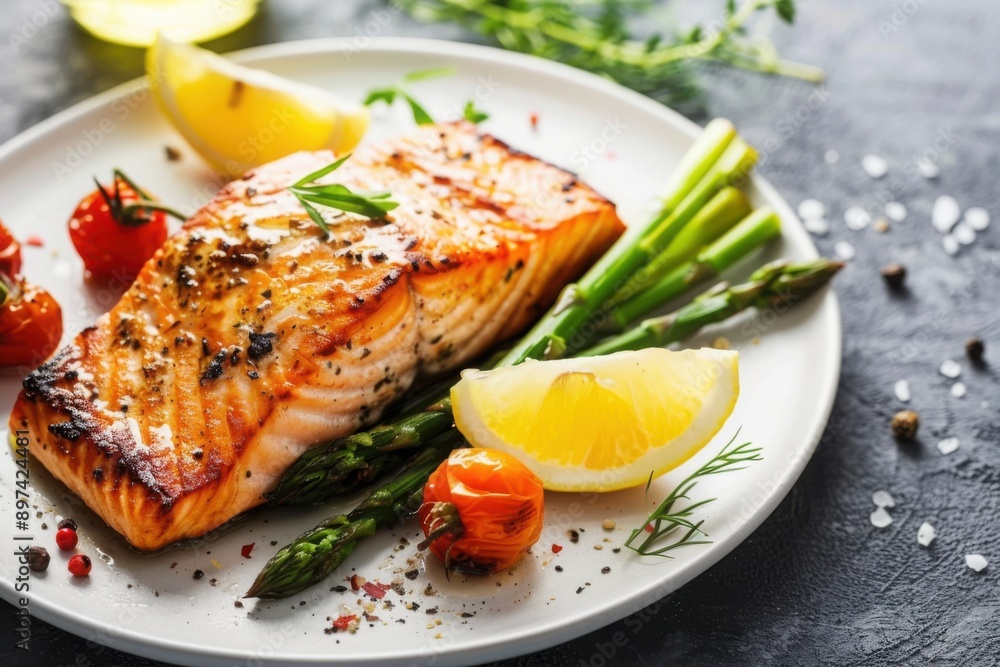 Grilled Salmon with Asparagus and Lemon Grilled Salmon with Asparagus and Lemon