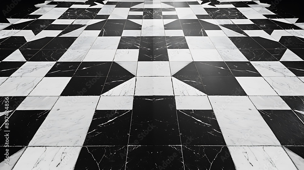 Image with a black and white checkerboard pattern, alternating squares ...