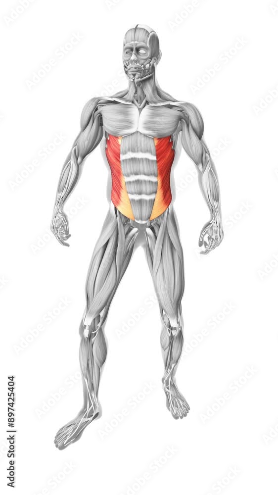 External oblique muscles in the human muscular system External oblique muscles in the human muscular system