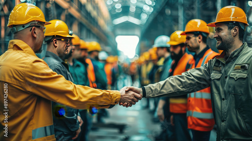 Workers of various industries shaking hands, Labor Day, unity, importance of workforce