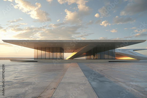Concrete outdoor square building,Empty architectural background.