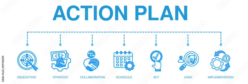 Action plan banner web icon for business and marketing. objective, strategy, Collaboration, Schedule, Plan and implementation Action plan banner web icon for business and marketing. objective, strategy, Collaboration, Schedule, Plan and implementation