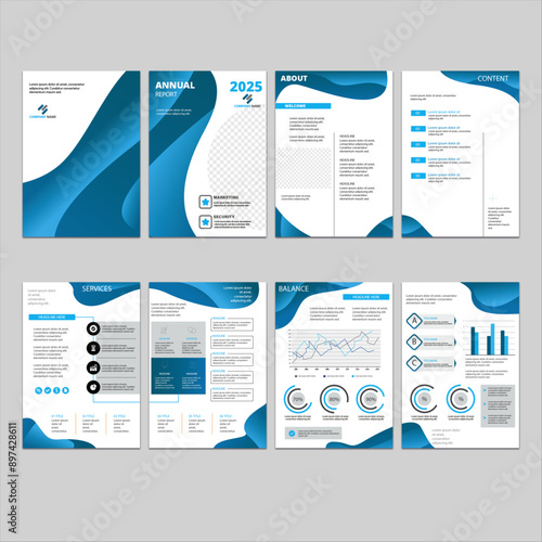 8 Page modern annual report layout design template