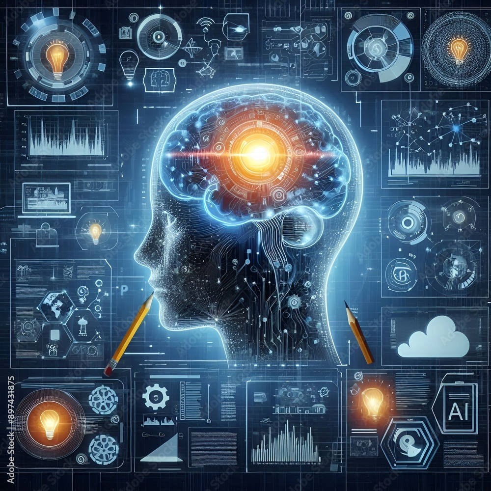 Obraz premium brain and technology