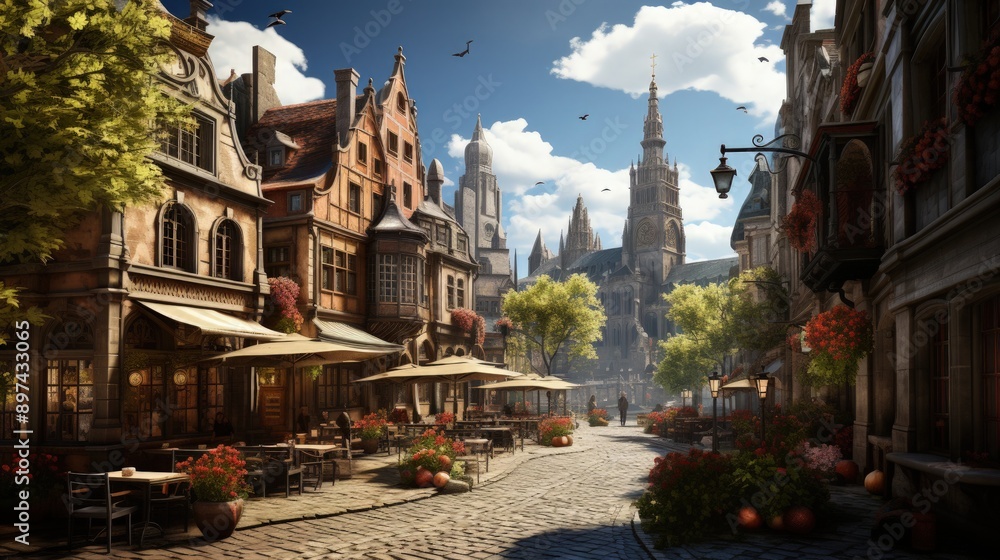 Fototapeta premium The historic architecture of an old European town square