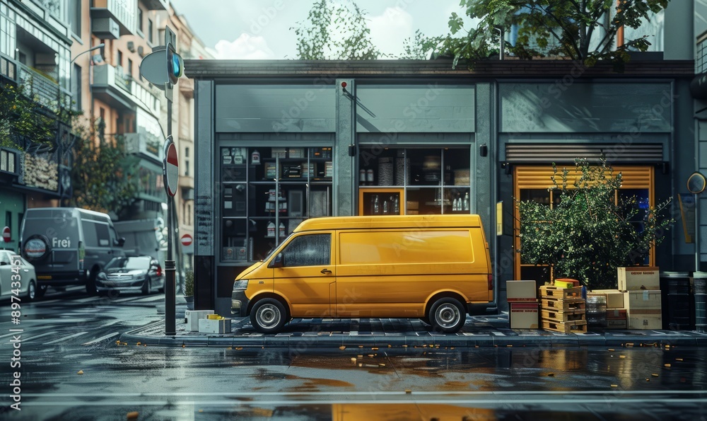 Fototapeta premium Easy and efficient pick-up from local shops, providing an alternative to traditional delivery methods