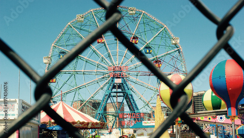 Wonder Wheel through the fence photo