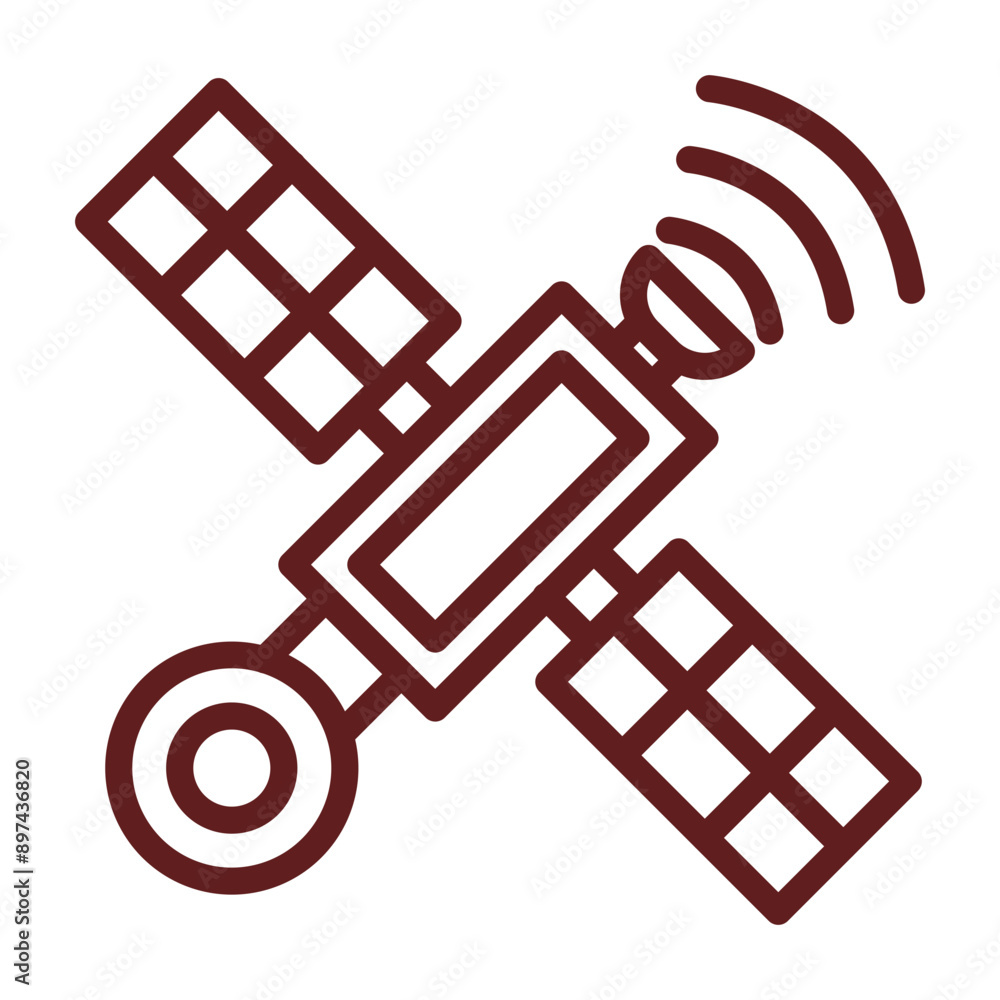 Satelite Vector Line Maroon Icon Design Satelite Vector Line Maroon Icon Design