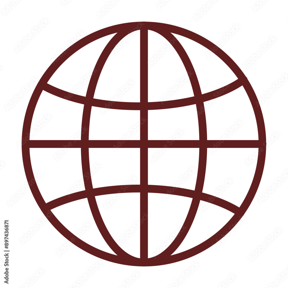 World Vector Line Maroon Icon Design World Vector Line Maroon Icon Design