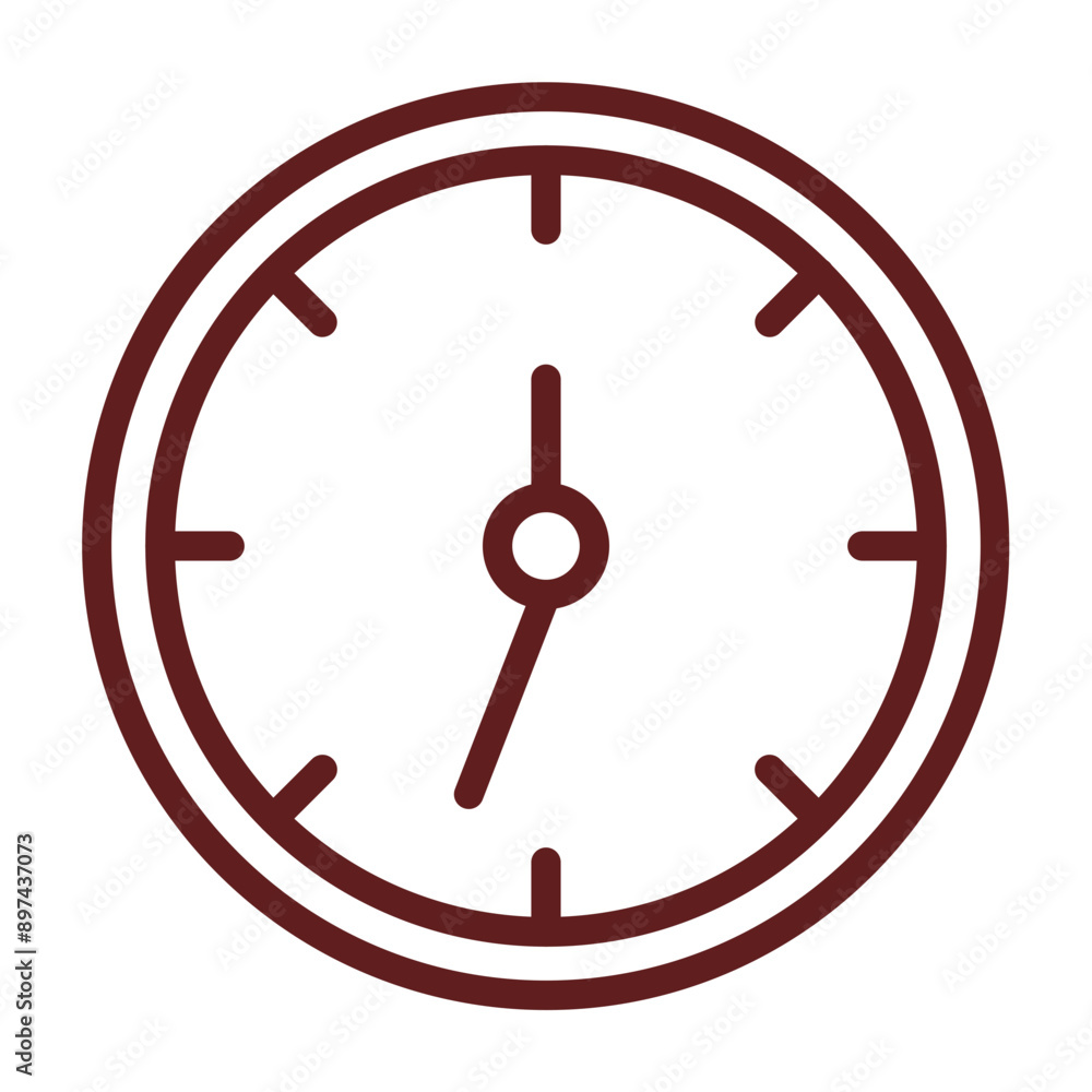 Clock Vector Line Maroon Icon Design Clock Vector Line Maroon Icon Design