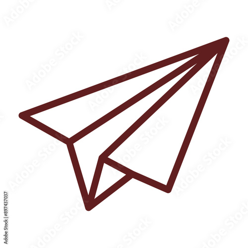 Paper plane Vector Line Maroon Icon Design