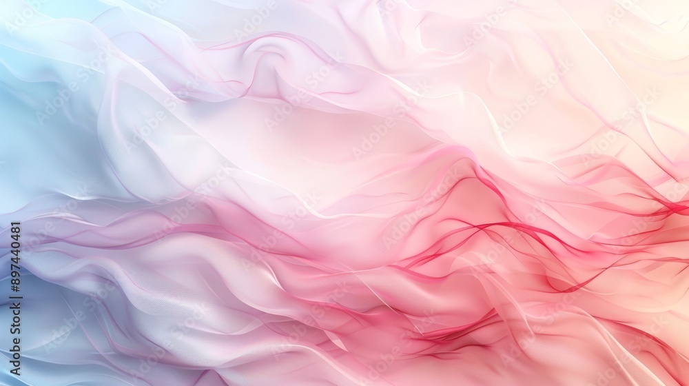 Obraz premium Abstract background with soft, flowing, pastel colors of pink, blue, and white.