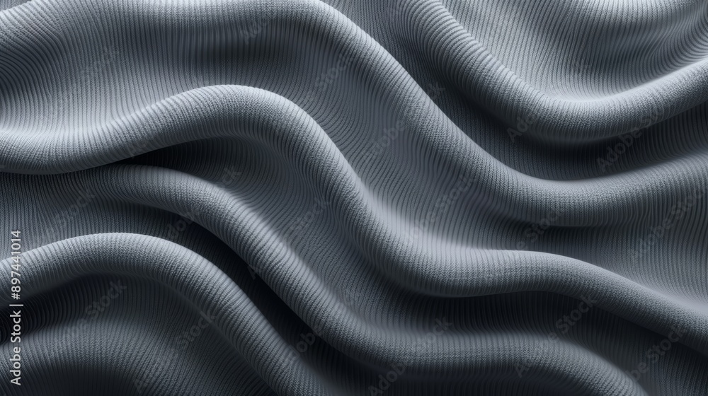 Fototapeta premium Abstract background of smooth, flowing grey fabric with soft waves.
