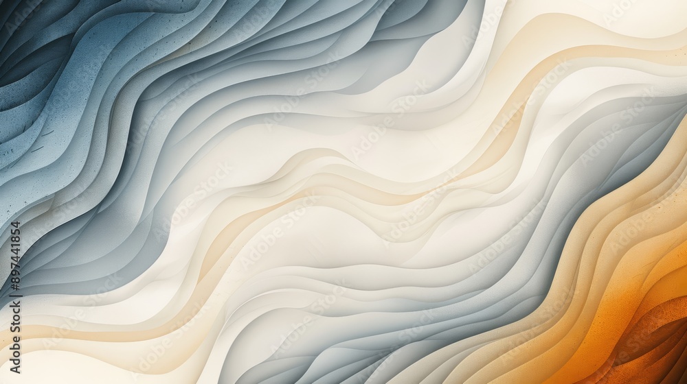 Obraz premium Abstract wavy background with shades of blue, brown, and white. The lines create a dynamic and flowing pattern.