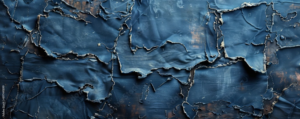 Fototapeta premium Distressed Denim Fabric Texture Background, 4K hyperrealistic photo