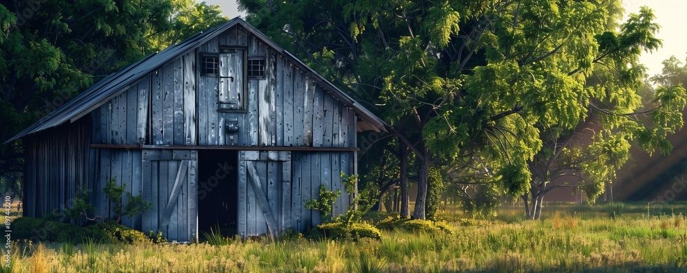 Barn with weathered wood planks, 4K hyperrealistic photo Barn with weathered wood planks, 4K hyperrealistic photo