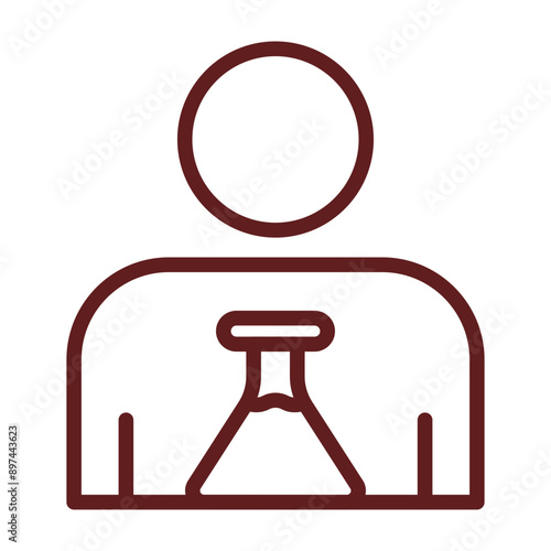Scientist Vector Line Maroon Icon Design