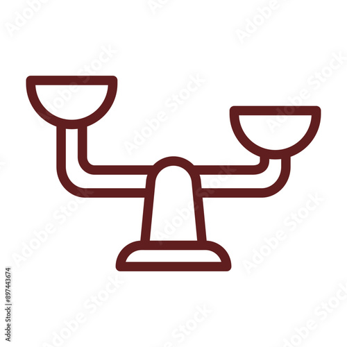 Unbalanced Vector Line Maroon Icon Design
