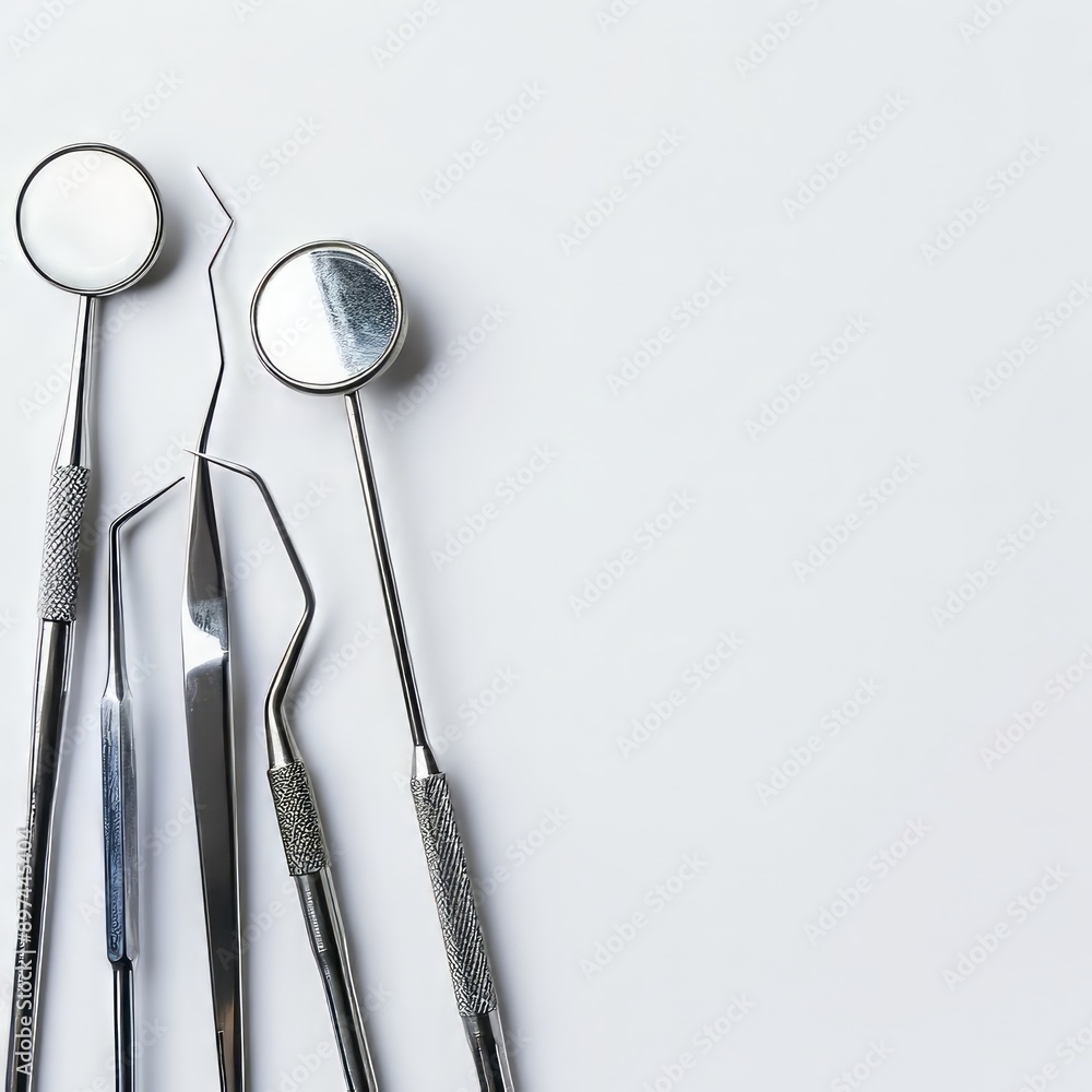 Dental tools with copy space on white background Dental tools with copy space on white background