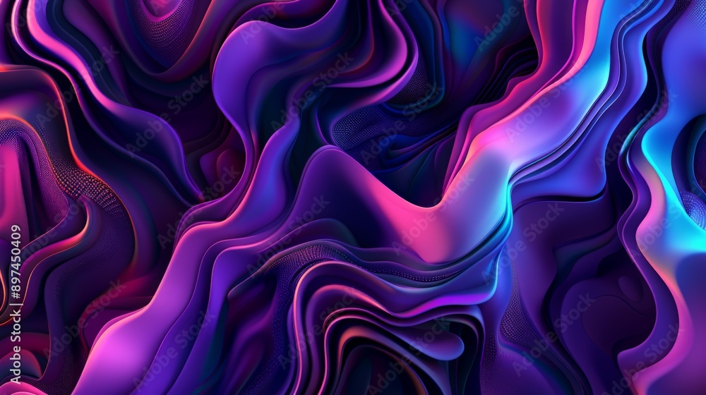 Fototapeta premium Vibrant neon wavy lines creating a modern and futuristic abstract background