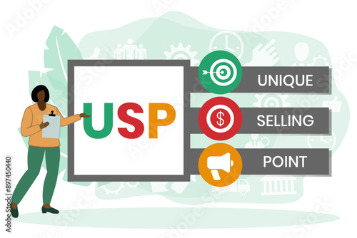 Unique Selling Point acronym, business concept background
