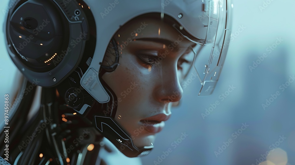 Cyberpunk Woman in a Helmet Cyberpunk Woman in a Helmet