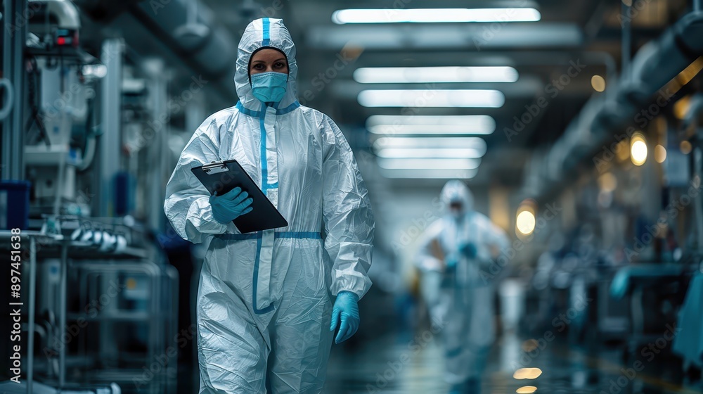 Highly Detailed 8K Hyper-realistic Digital Image of Doctor in Biohazard Suit Walking Through Restricted Hospital Area Highly Detailed 8K Hyper-realistic Digital Image of Doctor in Biohazard Suit Walking Through Restricted Hospital Area