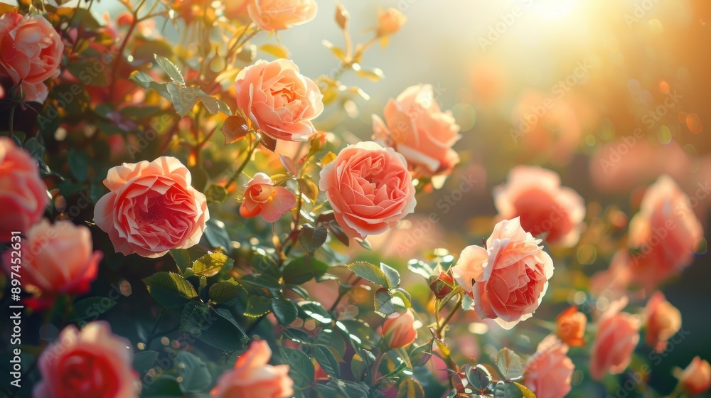 Beautiful pink roses in a garden Beautiful pink roses in a garden