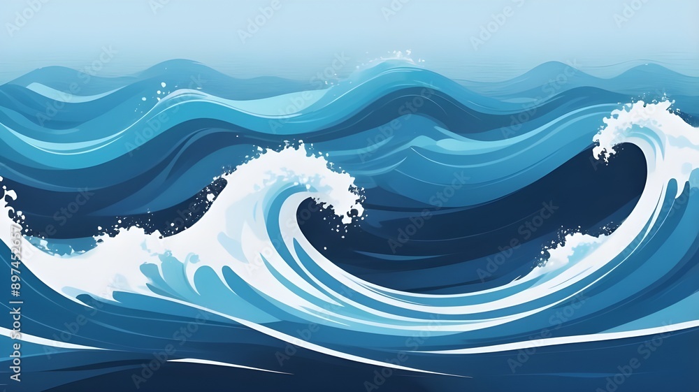 Realistic 4K Background Image of Blue Sea Waves, Flowing Abstract Water Design with Enhanced Color Depth and Dedicated Text Copy Space. Realistic 4K Background Image of Blue Sea Waves, Flowing Abstract Water Design with Enhanced Color Depth and Dedicated Text Copy Space.