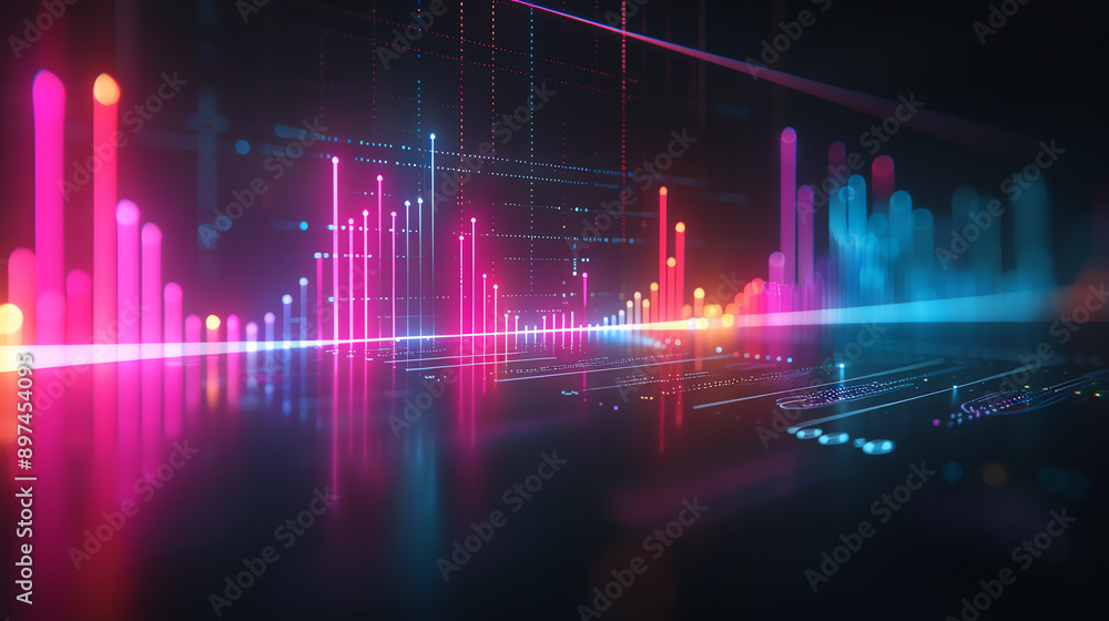 Comparing currency trends over decades, digital timeline, bright neon lights, modern and detailed financial overview Comparing currency trends over decades, digital timeline, bright neon lights, modern and detailed financial overview