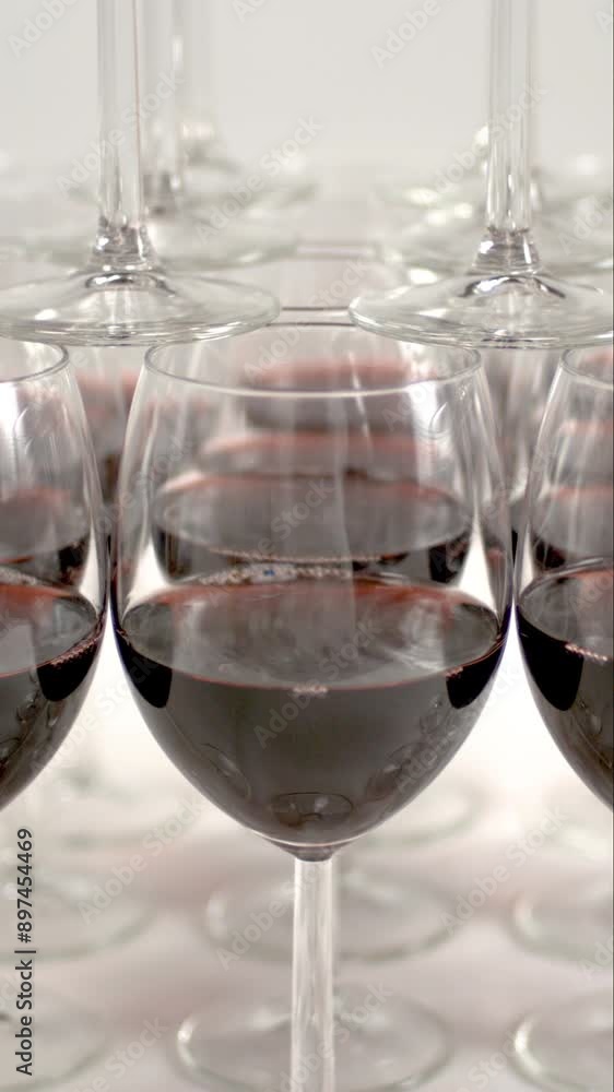 glasses with red wine crashing to the ground in slow motion in vertical glasses with red wine crashing to the ground in slow motion in vertical