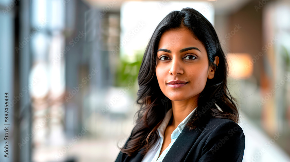 Confident CEO Woman in Business Attire, Office Background Portrait Confident CEO Woman in Business Attire, Office Background Portrait